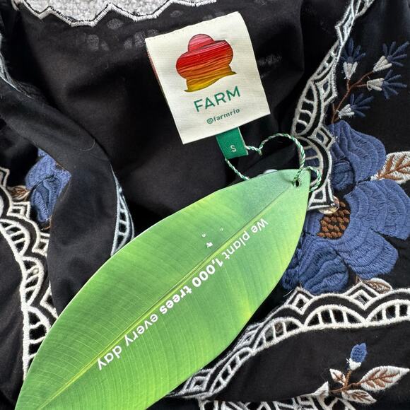 Farm Rio Black Bold Flowers Long Sleeve Midi Dress - Picture 11 of 11